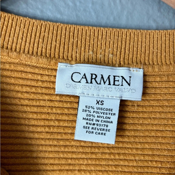 Carmen Marc Valvo | golden | ribbed | batwing | cropped | sweater | top | xs - Picture 5 of 11